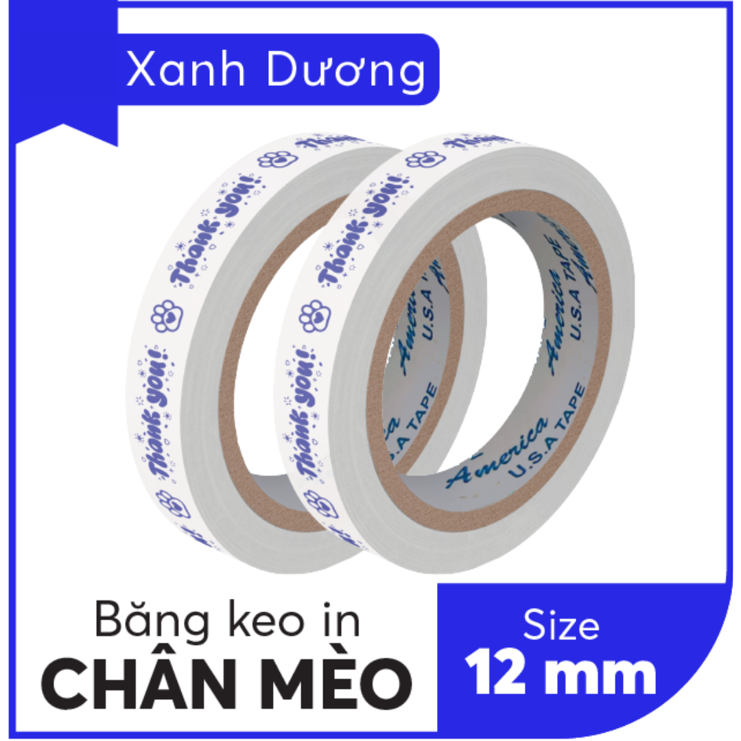 BĂNG KEO IN SẴN MẪU THANK YOU MÈO 12MM | 6 MÀU
