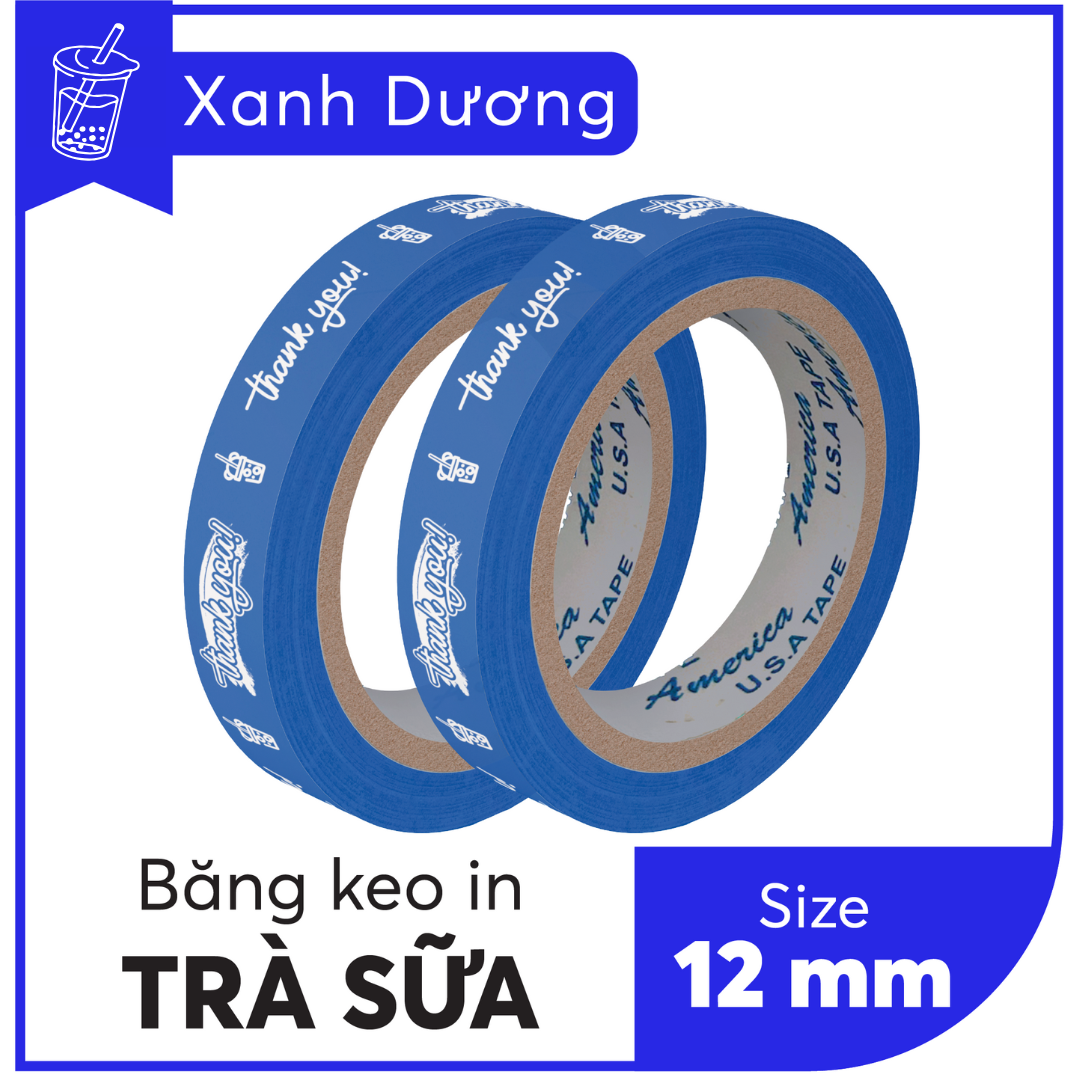 BĂNG KEO IN SẴN MẪU THANK YOU DÁN LY TRÀ SỮA 12MM | 6 MÀU