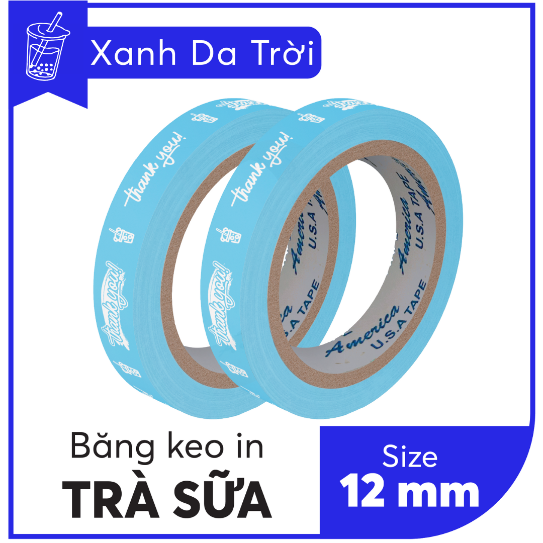 BĂNG KEO IN SẴN MẪU THANK YOU DÁN LY TRÀ SỮA 12MM | 6 MÀU