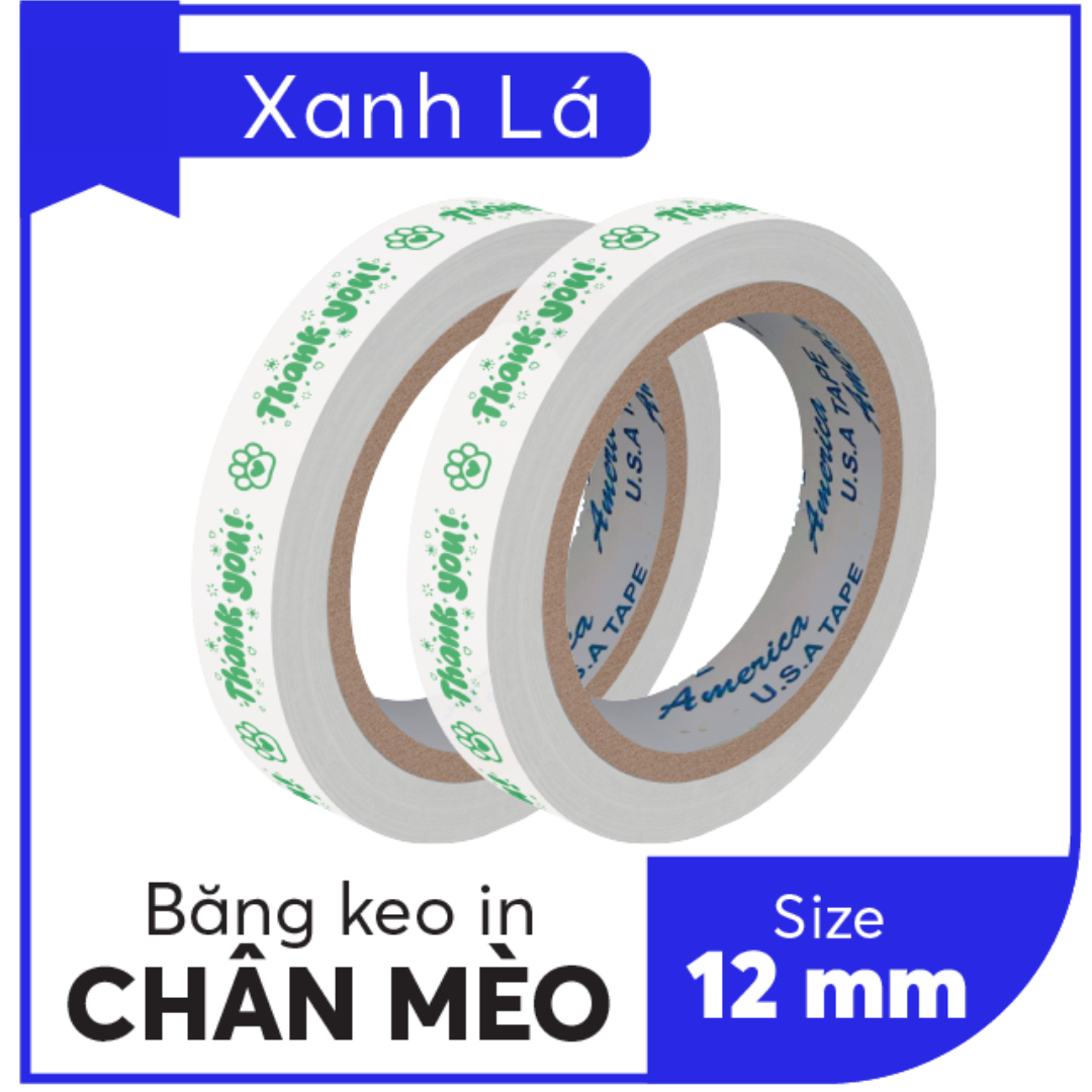 BĂNG KEO IN SẴN MẪU THANK YOU MÈO 12MM | 6 MÀU