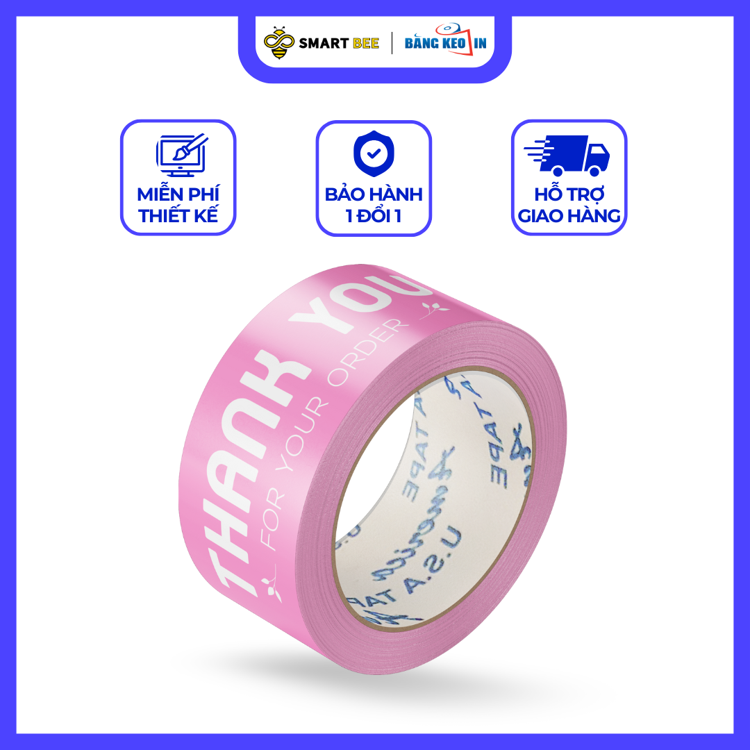 BĂNG KEO IN SẴN MẪU THANK YOU 48MM | 6 MÀU