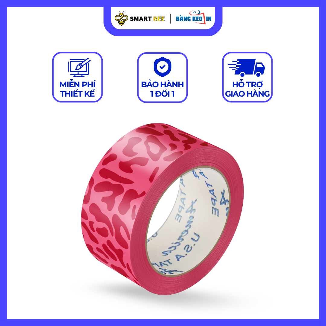 BĂNG KEO IN SẴN HỌA TIẾT DA BEO HỒNG 48MM