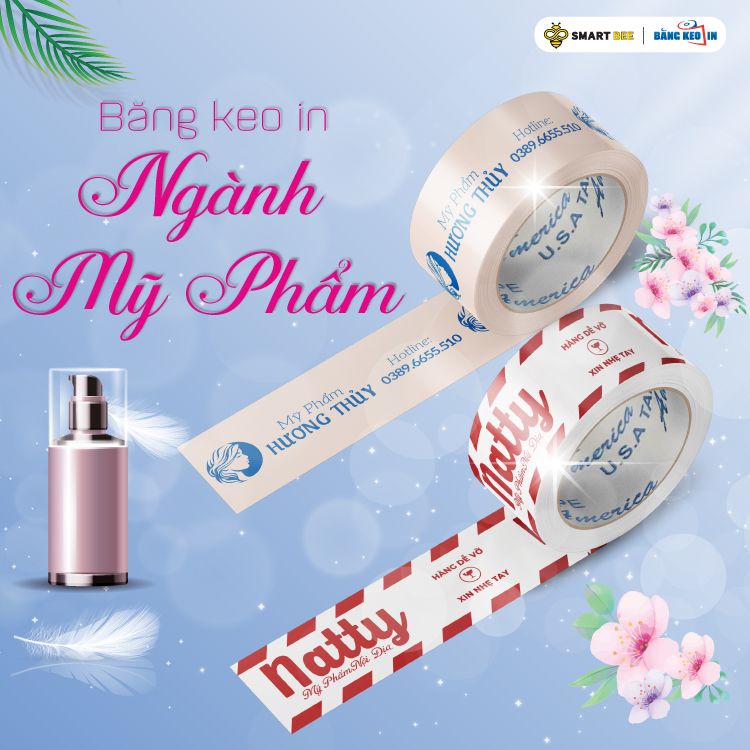 Băng Keo In Xanh Dương và Đỏ 48mmx72met - Sự Lựa Chọn Hoàn Hảo Cho Đóng Gói Mỹ Phẩm Xách Tay!