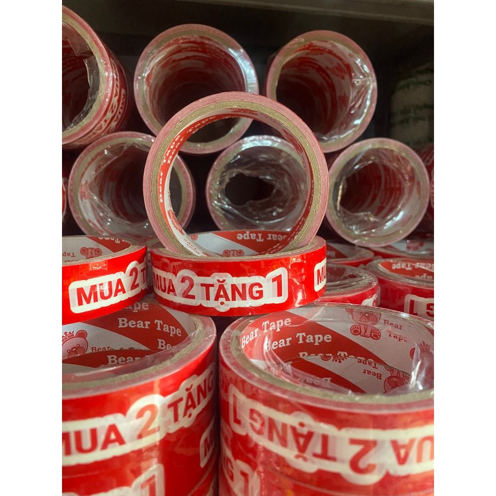 BĂNG KEO IN SẴN CHỮ MUA 2 TẶNG 1 | TRẮNG ĐỎ 24MM
