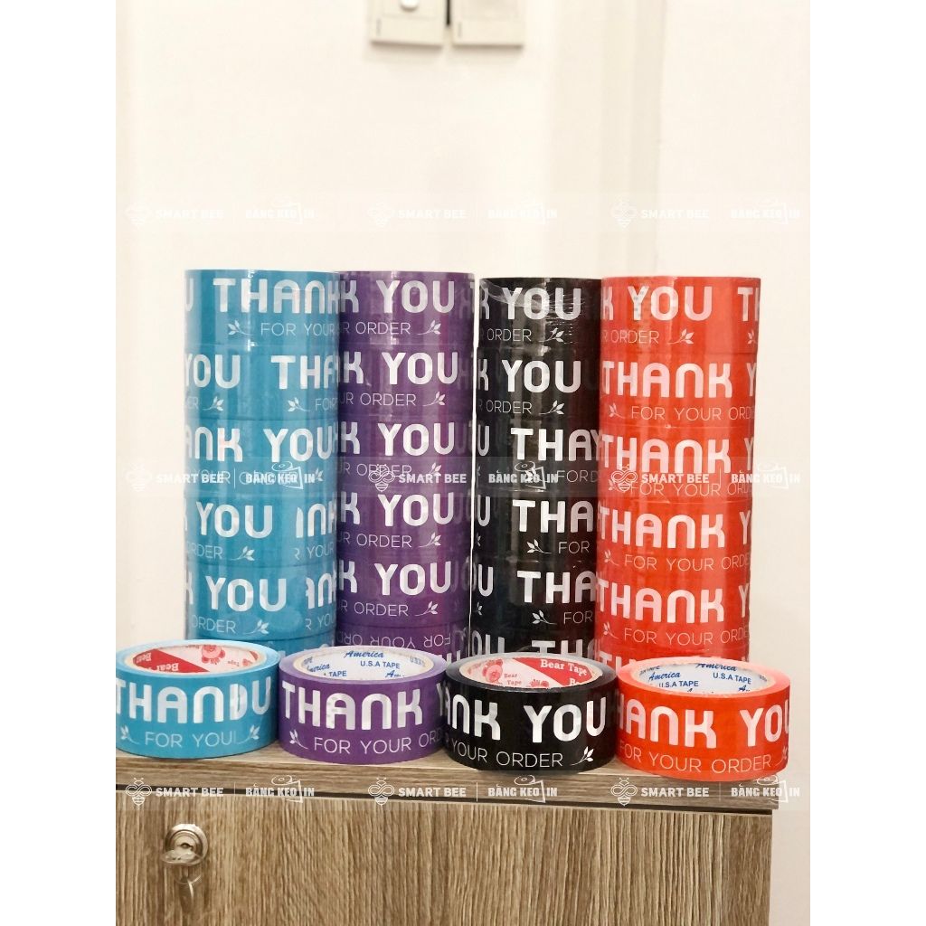 BĂNG KEO IN SẴN MẪU THANK YOU 48MM | 6 MÀU