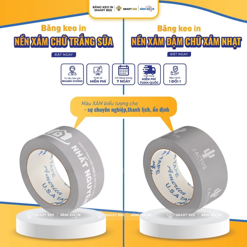 Băng keo màu XÁM in logo theo yêu cầu