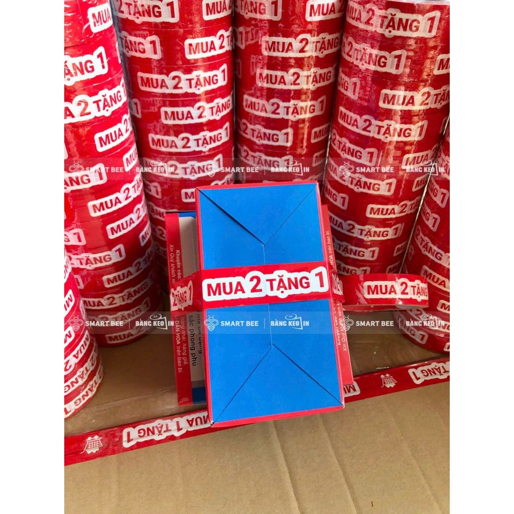 BĂNG KEO IN SẴN CHỮ MUA 2 TẶNG 1 | TRẮNG ĐỎ 24MM