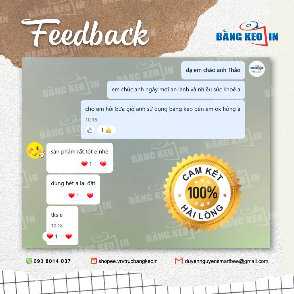 Băng Keo Dán Ly in chữ, logo, tên thương hiệu theo yêu cầu 15mm