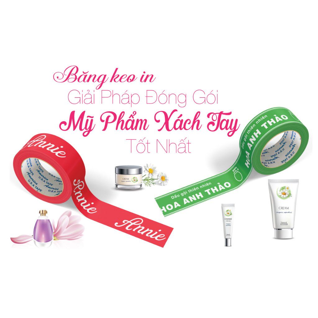 Băng Keo In Xanh Lá Cây & Đỏ - Sự Lựa Chọn Hoàn Hảo Cho Ngành Mỹ Phẩm Xách Tay! ❤️