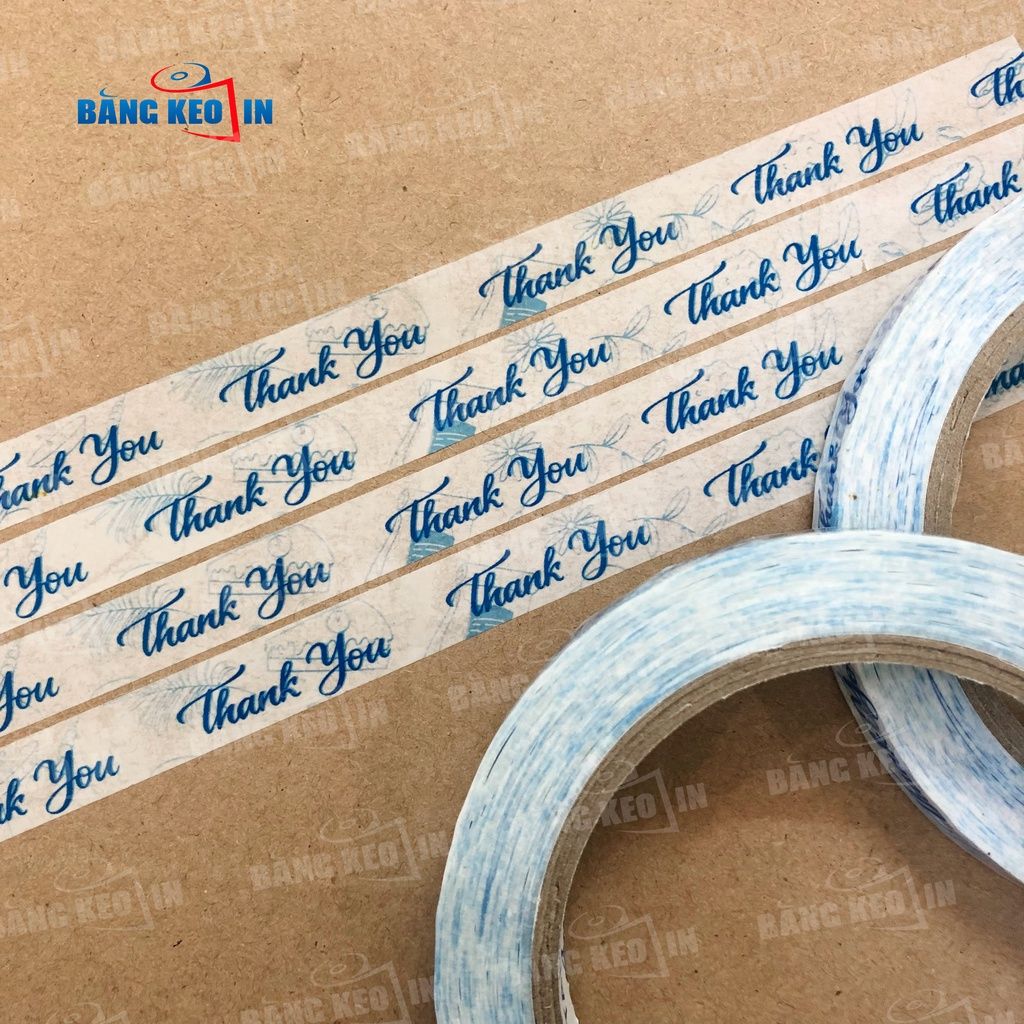 BĂNG KEO IN SẴN MẪU THANK YOU 12MM | 6 MÀU
