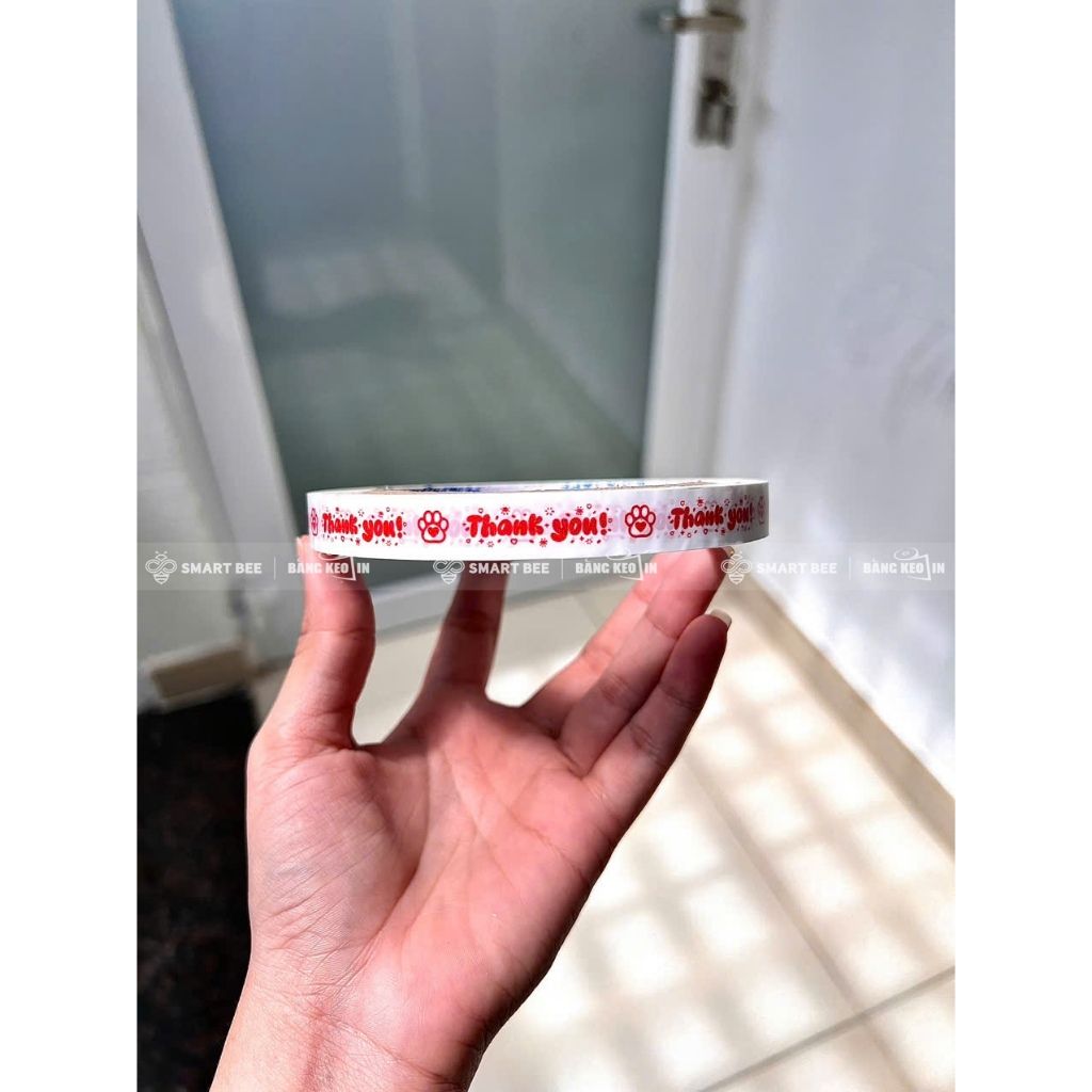 BĂNG KEO IN SẴN MẪU THANK YOU MÈO 12MM | 6 MÀU