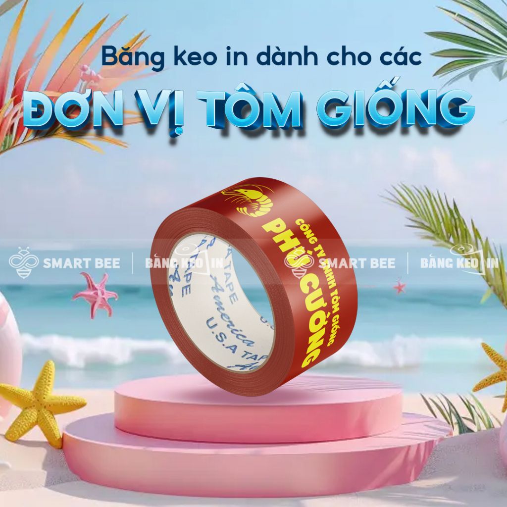 BĂNG KEO IN LOGO CHO ĐƠN VỊ KINH DOANH TÔM GIỐNG