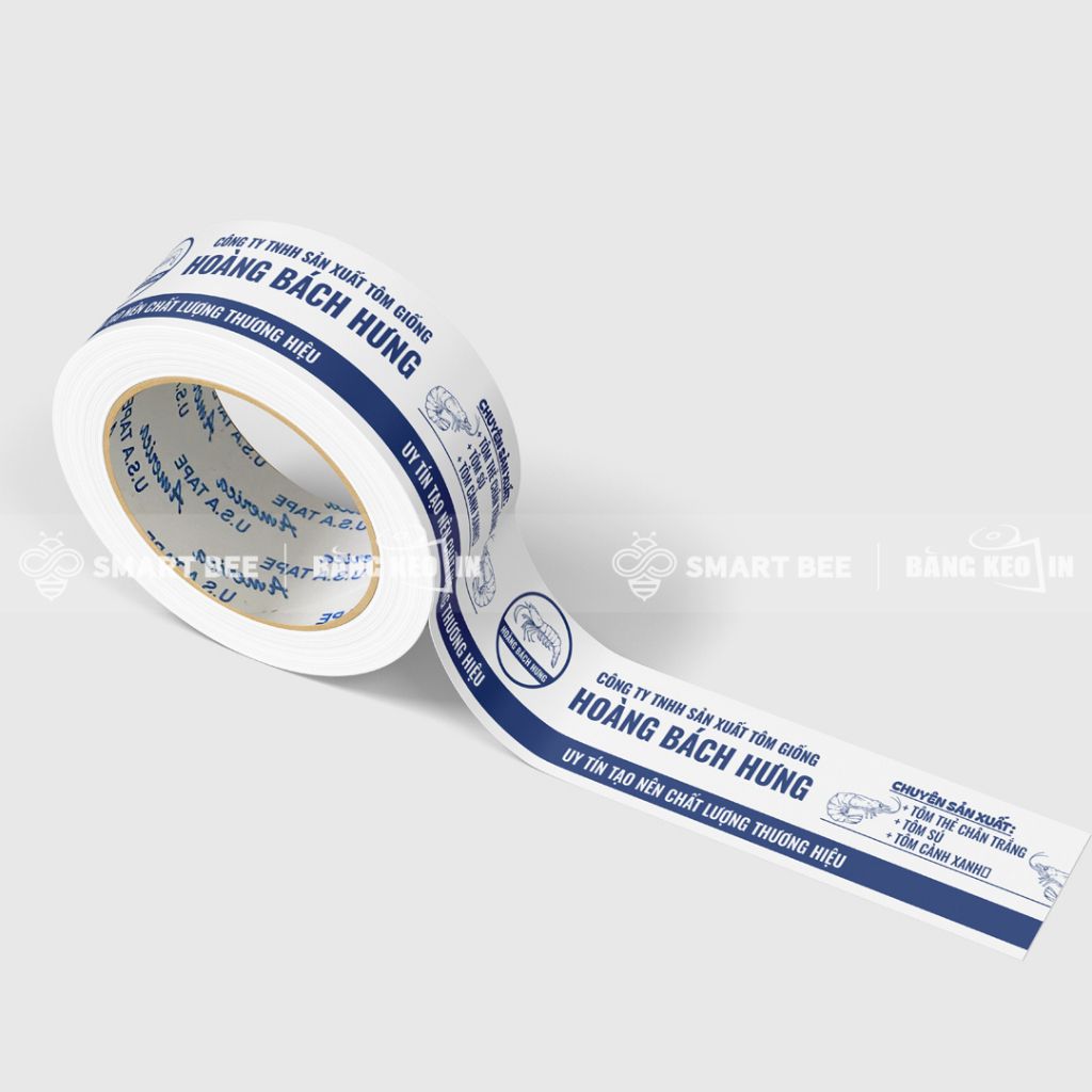 BĂNG KEO IN LOGO CHO ĐƠN VỊ KINH DOANH TÔM GIỐNG