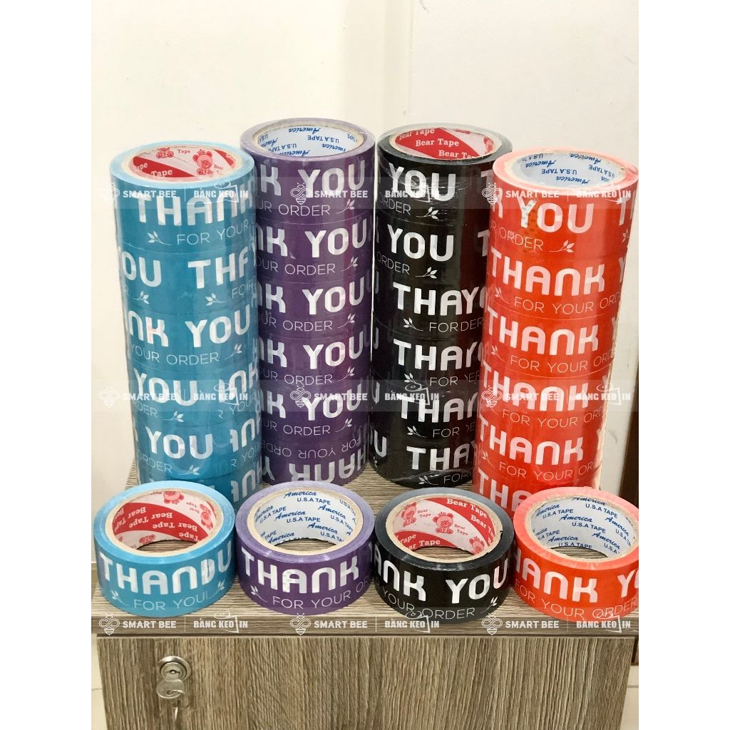 BĂNG KEO IN SẴN MẪU THANK YOU 48MM | 6 MÀU