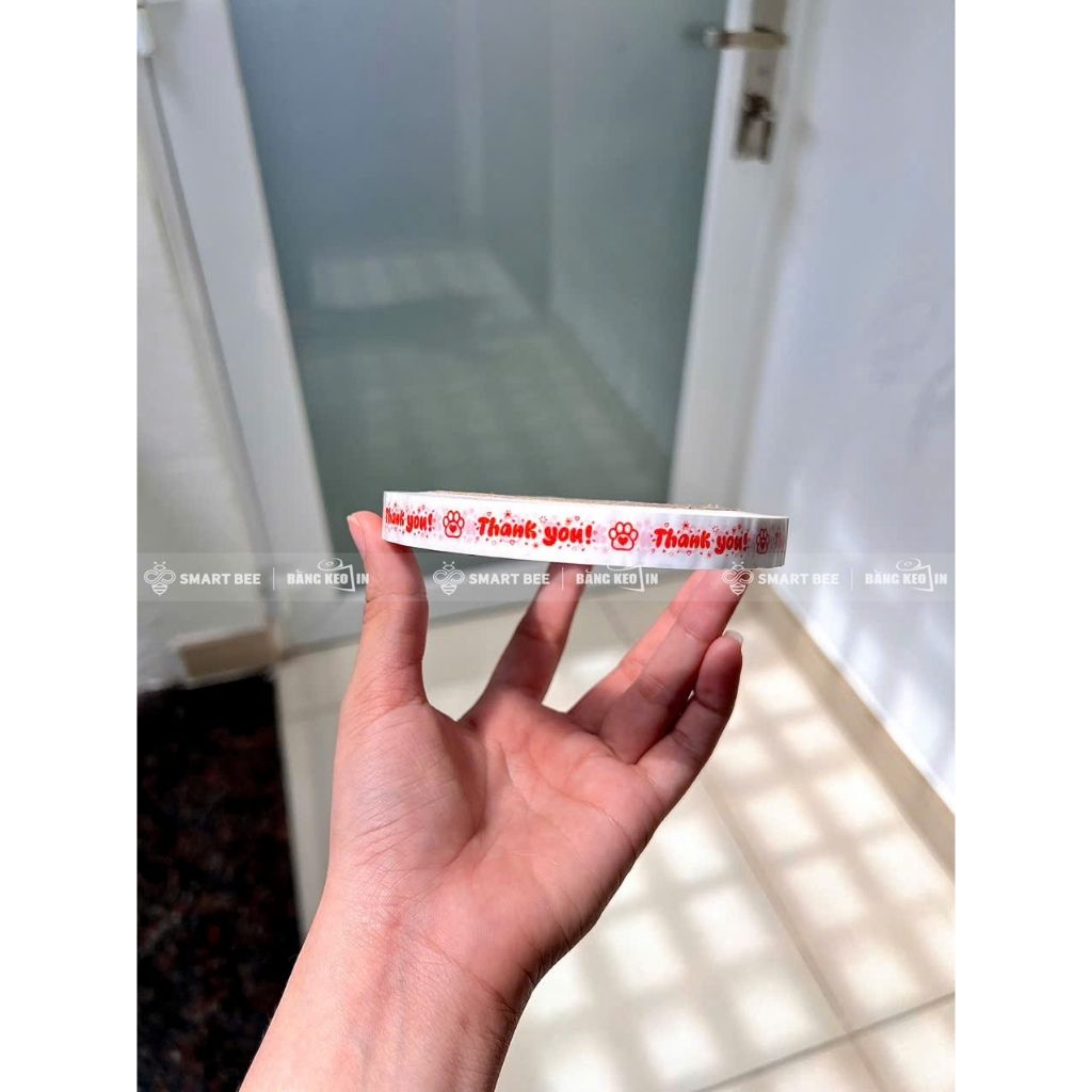 BĂNG KEO IN SẴN MẪU THANK YOU MÈO 12MM | 6 MÀU