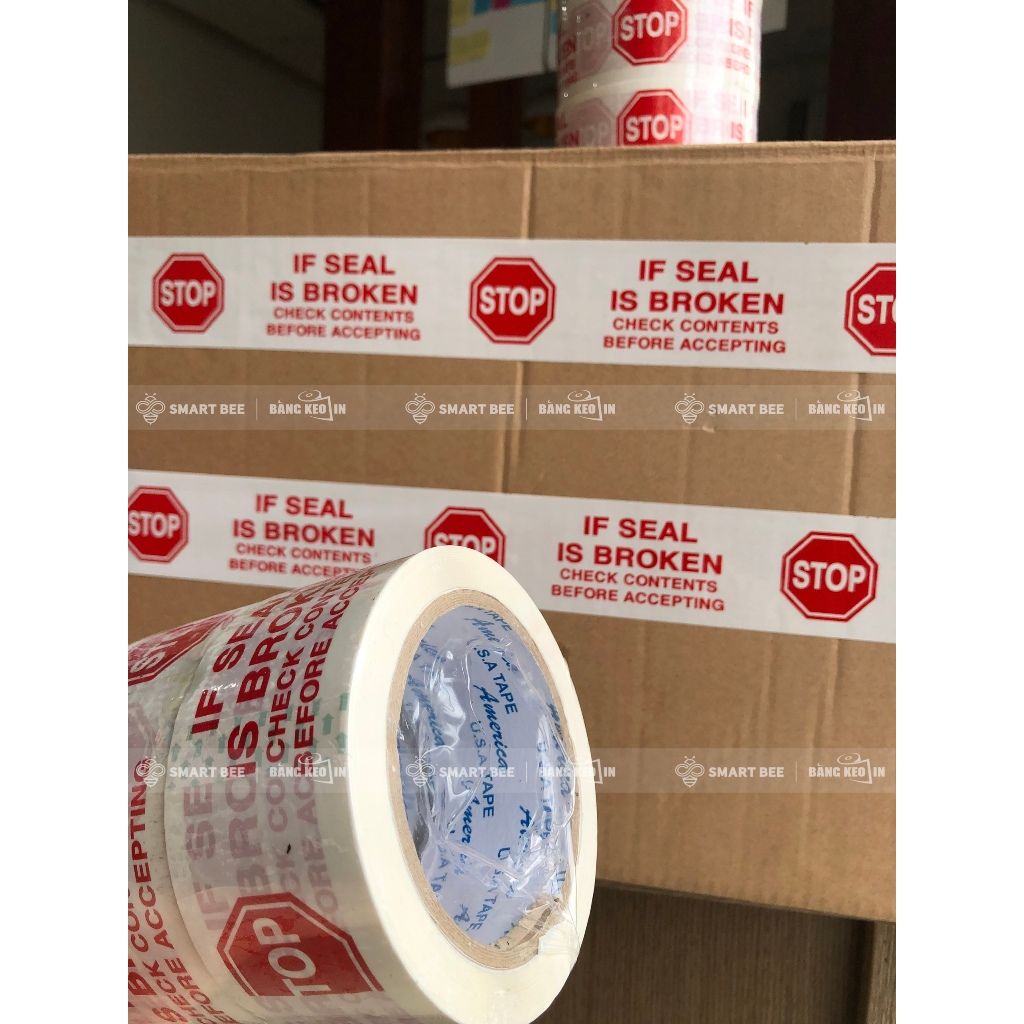 BĂNG KEO IN CHỮ NIÊM PHONG | CẢNH BÁO | STOP 48MM - GIÁ SỈ TỐT NHẤT