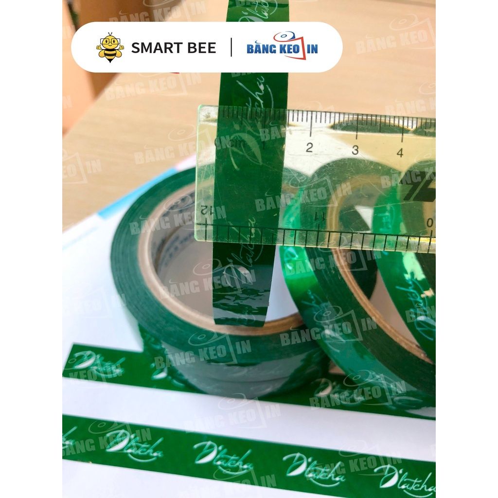 Băng Keo Dán Ly in chữ, logo, tên thương hiệu theo yêu cầu 15mm