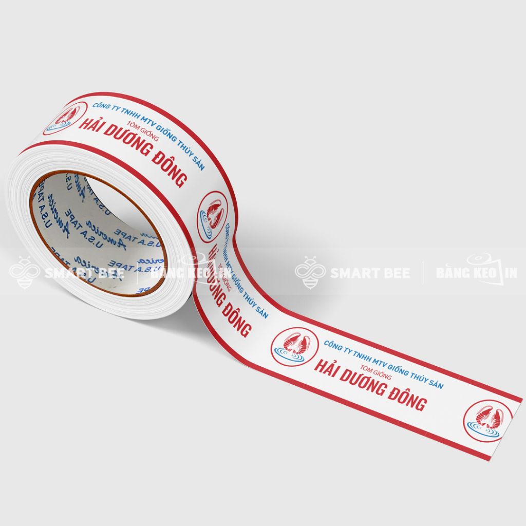BĂNG KEO IN LOGO CHO ĐƠN VỊ KINH DOANH TÔM GIỐNG