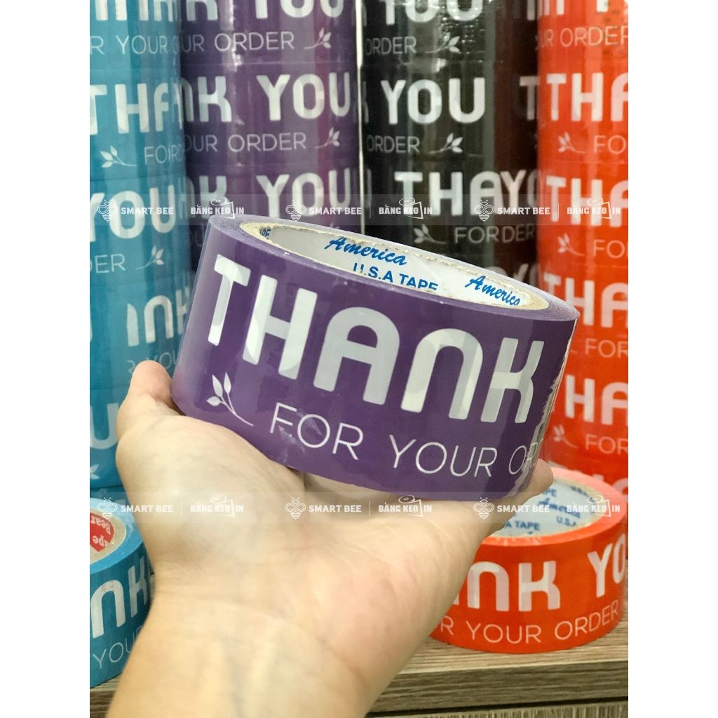 BĂNG KEO IN SẴN MẪU THANK YOU 48MM | 6 MÀU