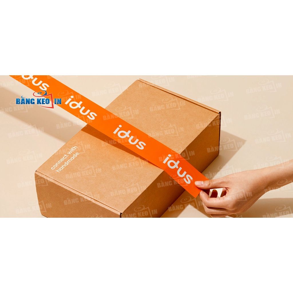 BĂNG KEO MÀU CAM IN LOGO THEO YÊU CẦU