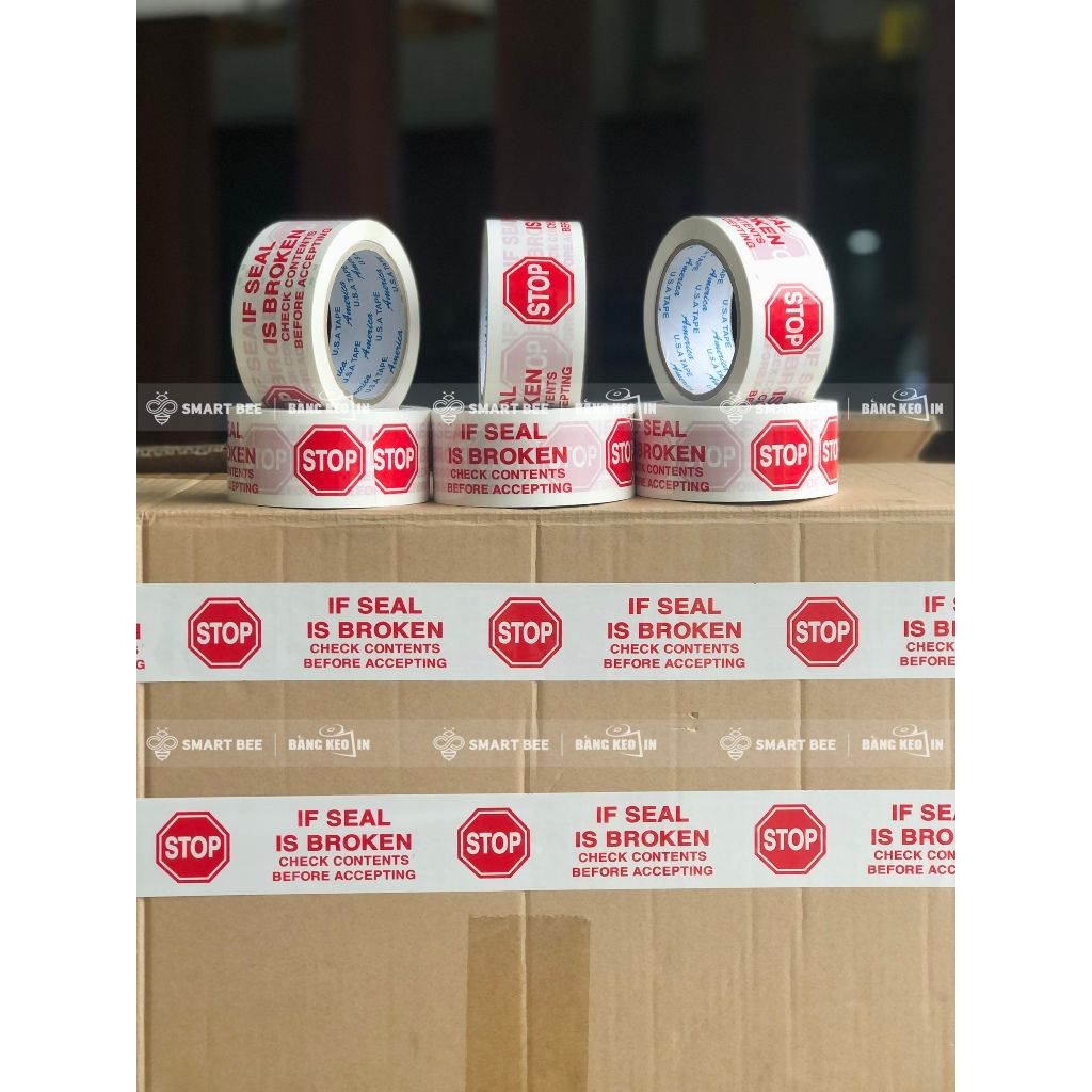 BĂNG KEO IN CHỮ NIÊM PHONG | CẢNH BÁO | STOP 48MM - GIÁ SỈ TỐT NHẤT