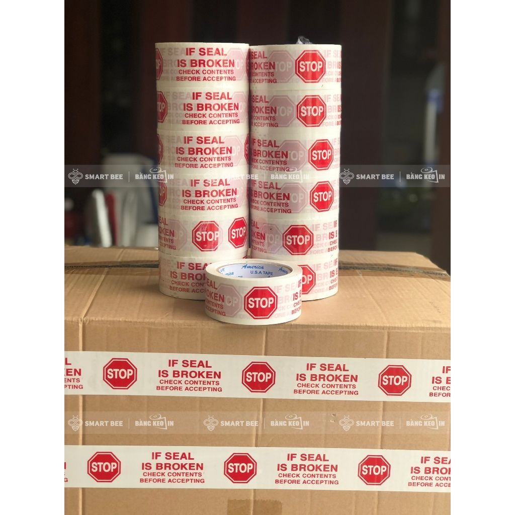 BĂNG KEO IN CHỮ NIÊM PHONG | CẢNH BÁO | STOP 48MM - GIÁ SỈ TỐT NHẤT