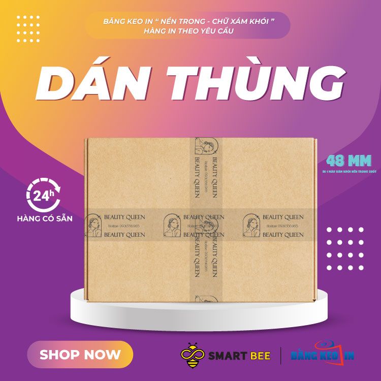 BĂNG KEO IN LOGO NỀN TRONG IN 1 MÀU GIÁ SỈ TỐT NHẤT
