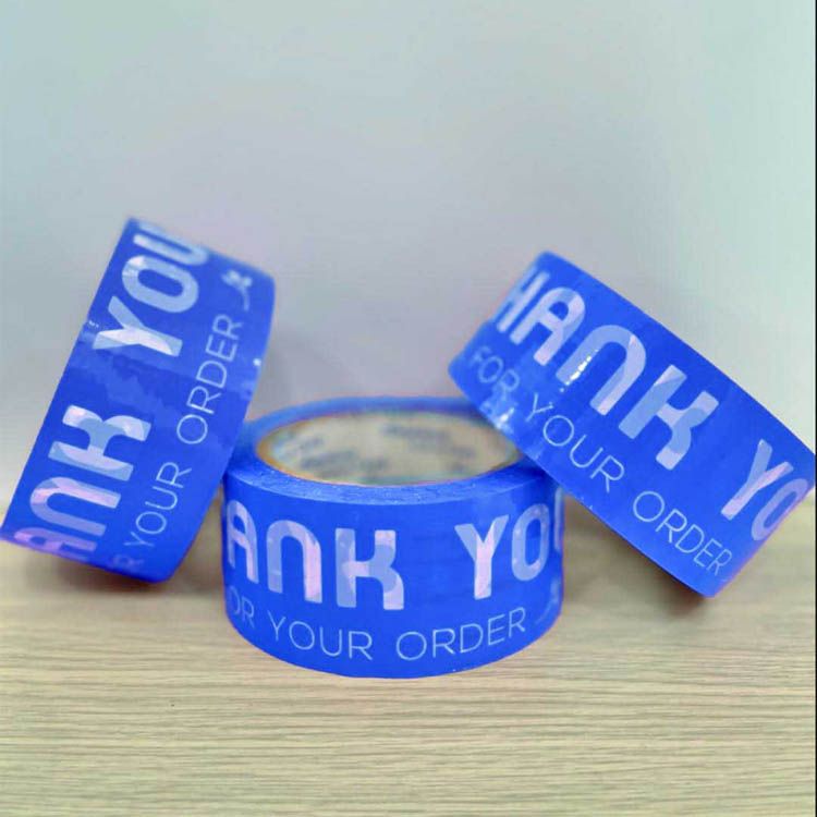 Băng Keo In Thank You 48MM Nền Xanh Dương Chữ Trắng