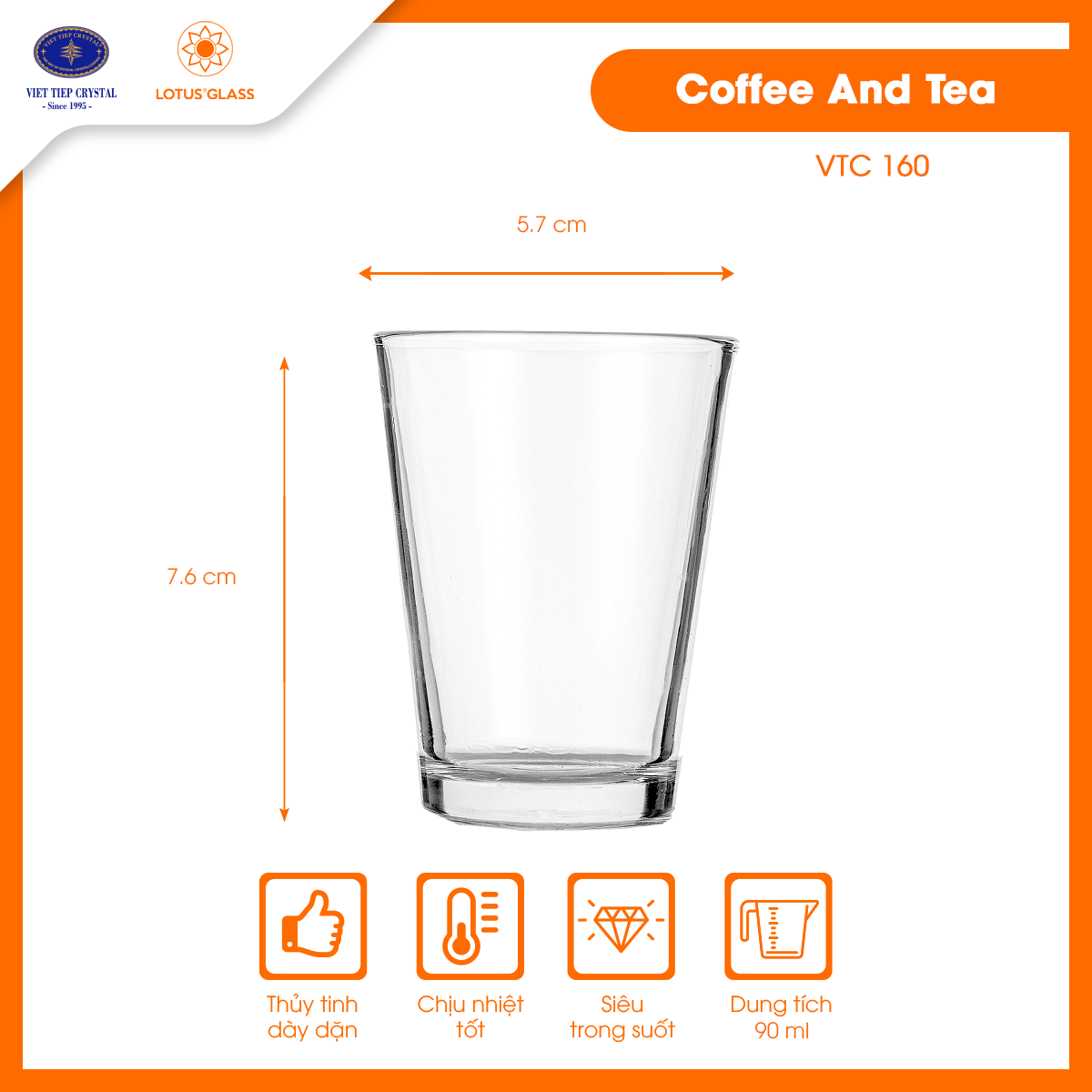 Ly nước giải khát thủy tinh Lotus Glass VTC160