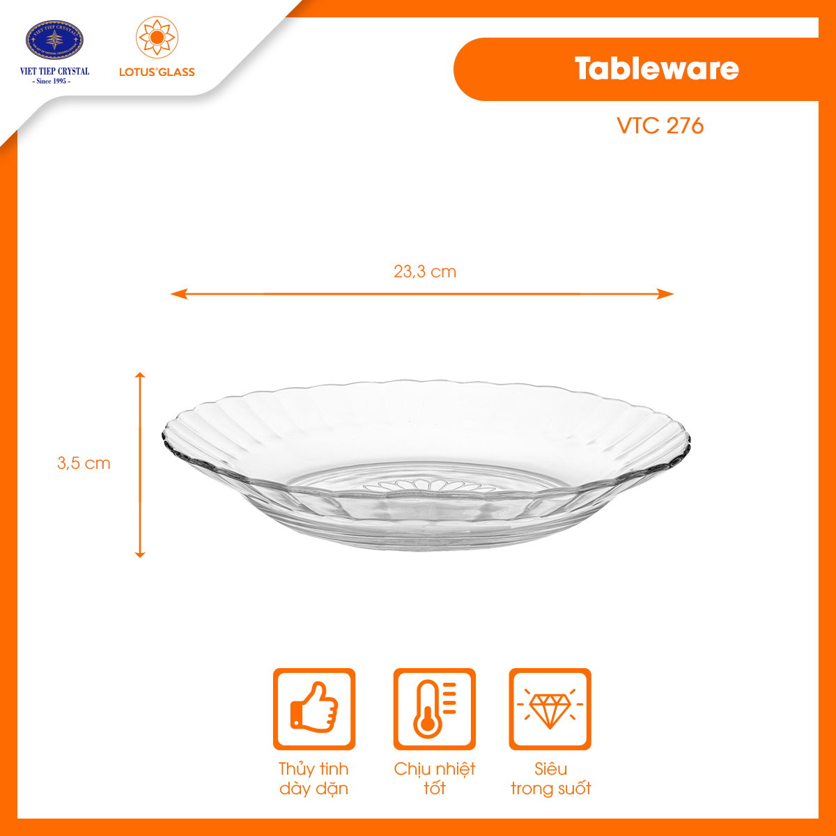 Bộ 6 đĩa thủy tinh LOTUS GLASS VTC27x