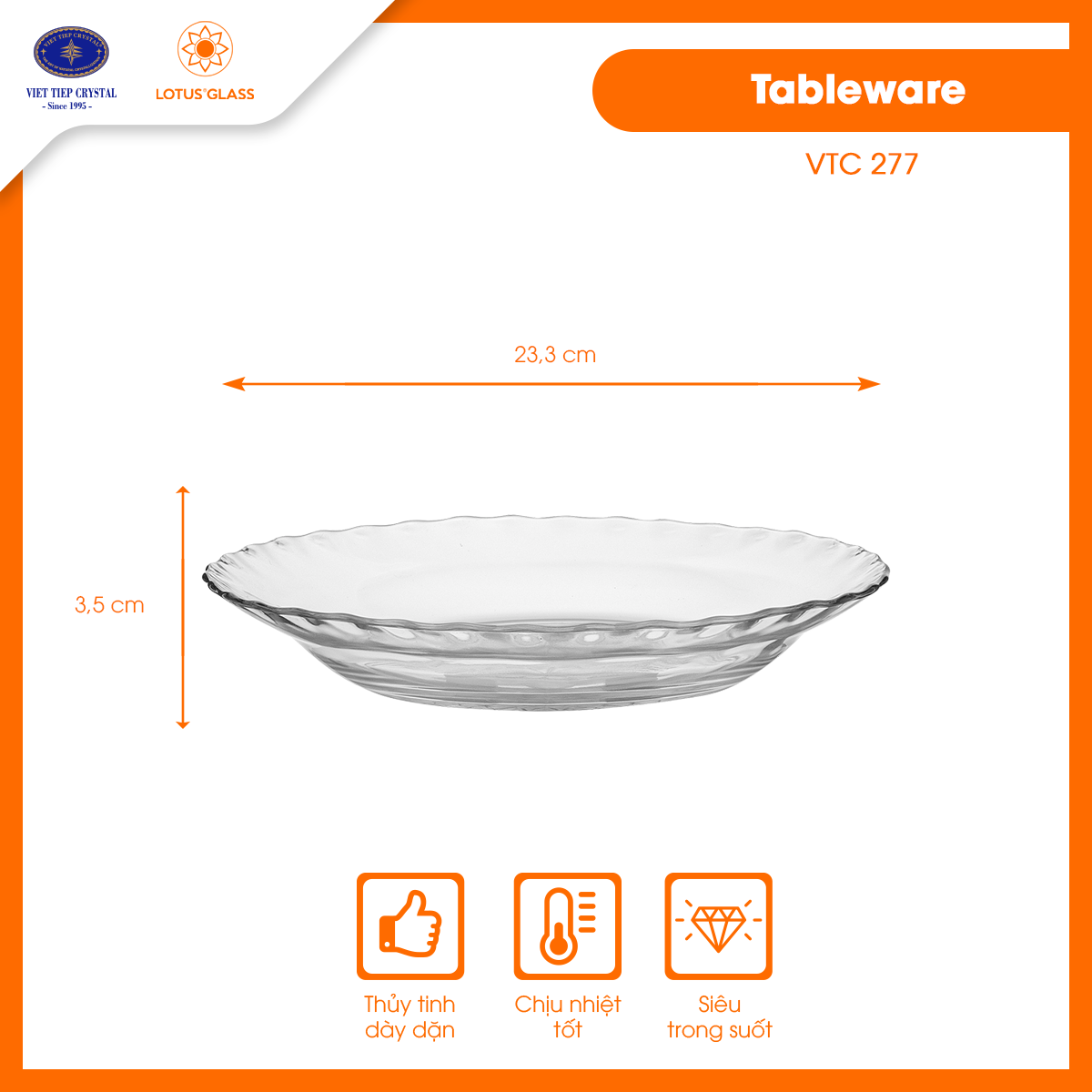 Bộ 6 đĩa thủy tinh LOTUS GLASS VTC27x