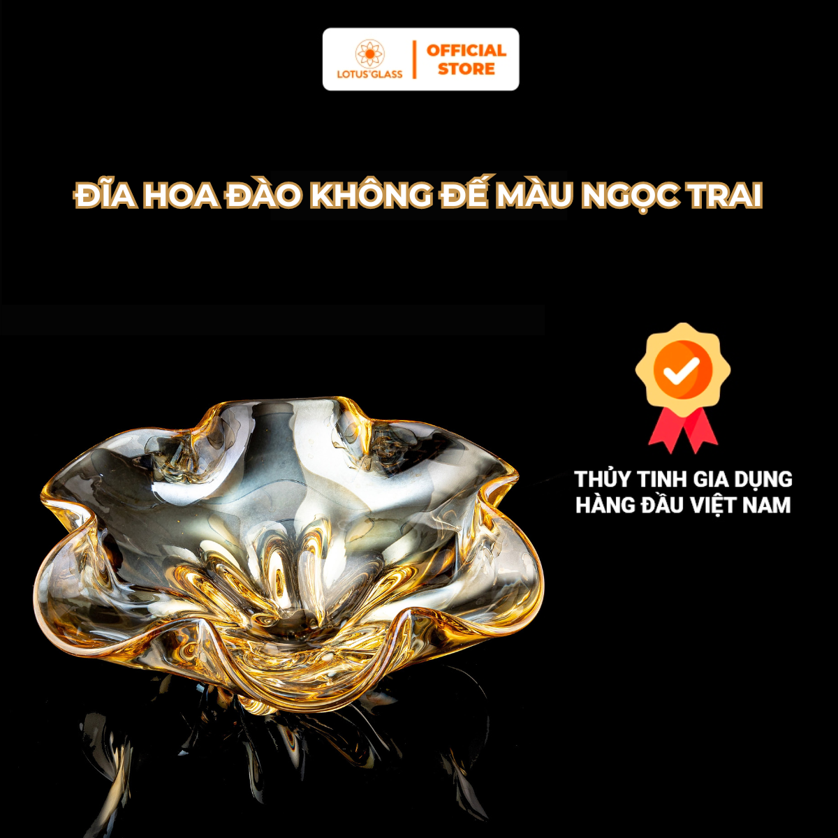 Đĩa Pha Lê 6 Cánh Hoa Đào Không Đế Màu Ngọc Trai