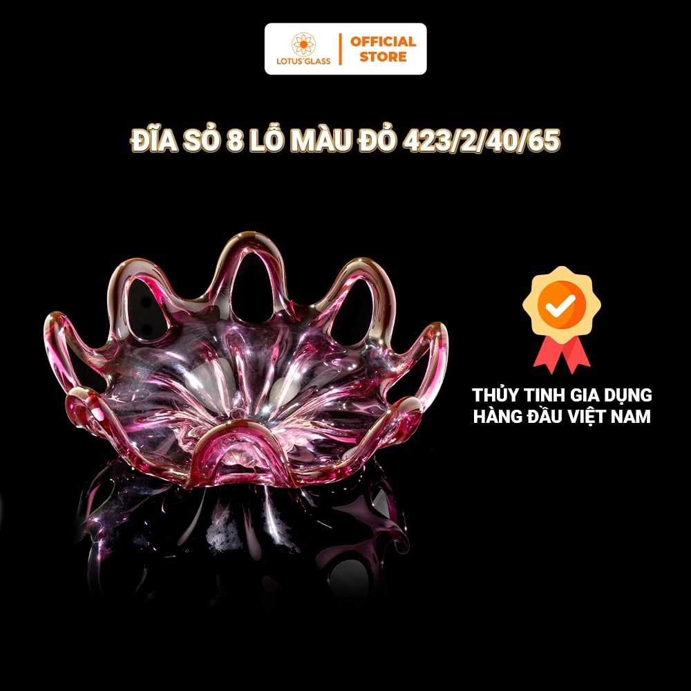 Đĩa pha lê xỏ 8 lỗ màu đỏ