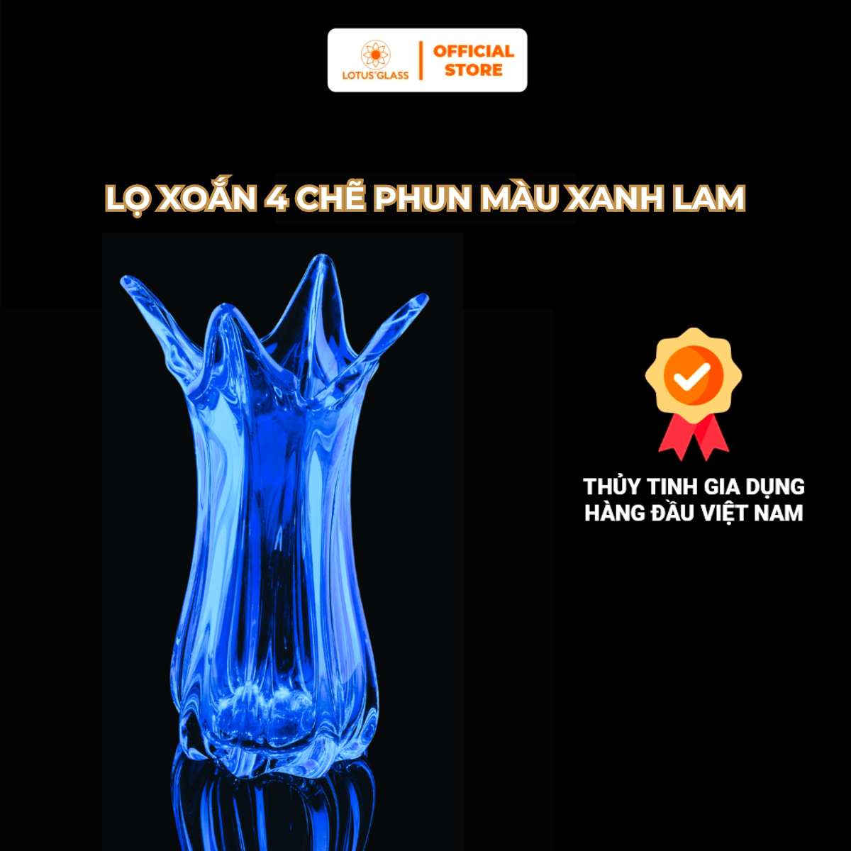 Lọ Hoa, Bình Hoa Xoắn Chẽ Phun Màu Xanh Lam