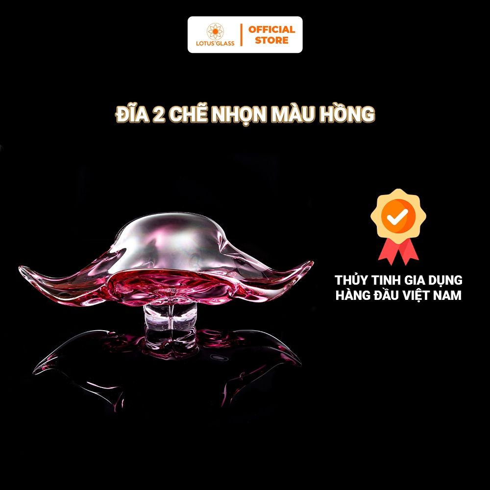 Đĩa pha lê 2 chẽ nhọn màu hồng