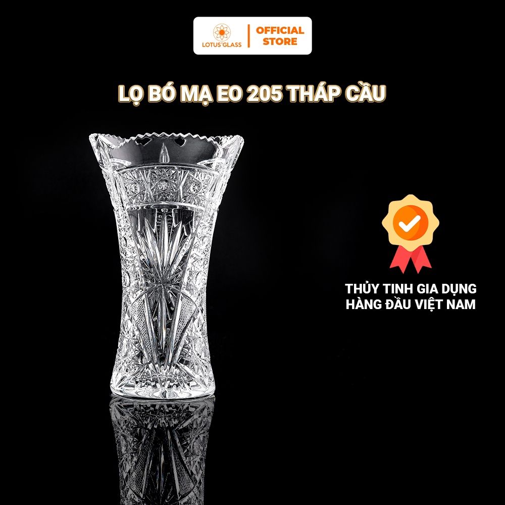Lọ hoa, bình hoa pha lê bó mạ eo 205 tháp cầu
