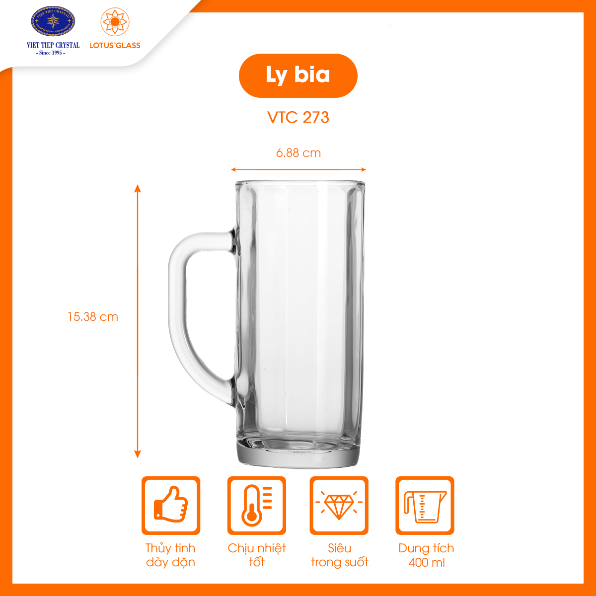  Bộ 6 cốc uống bia thủy tinh LOTUS GLASS VTC273 