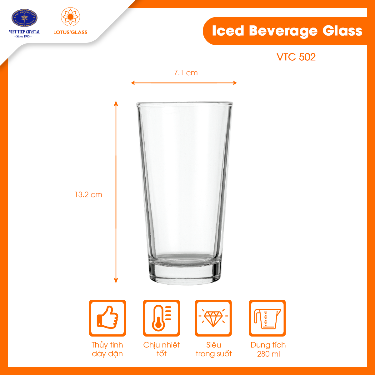 Ly nước giải khát thủy tinh Lotus Glass VTC502 - Họa tiết ngẫu nhiên