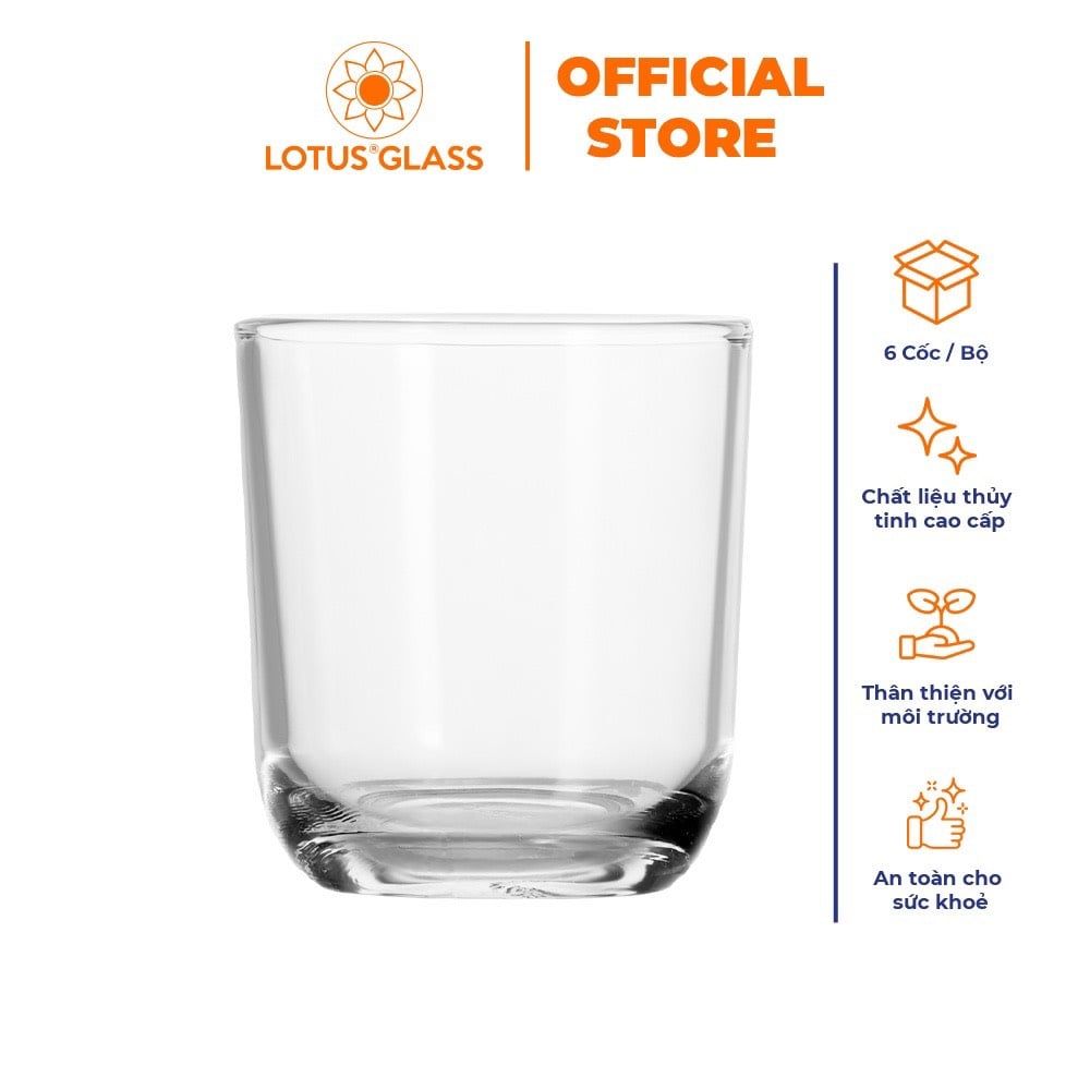 Bộ 6 cốc trà - cà phê thủy tinh bầu thấp LOTUS GLASS VTC002