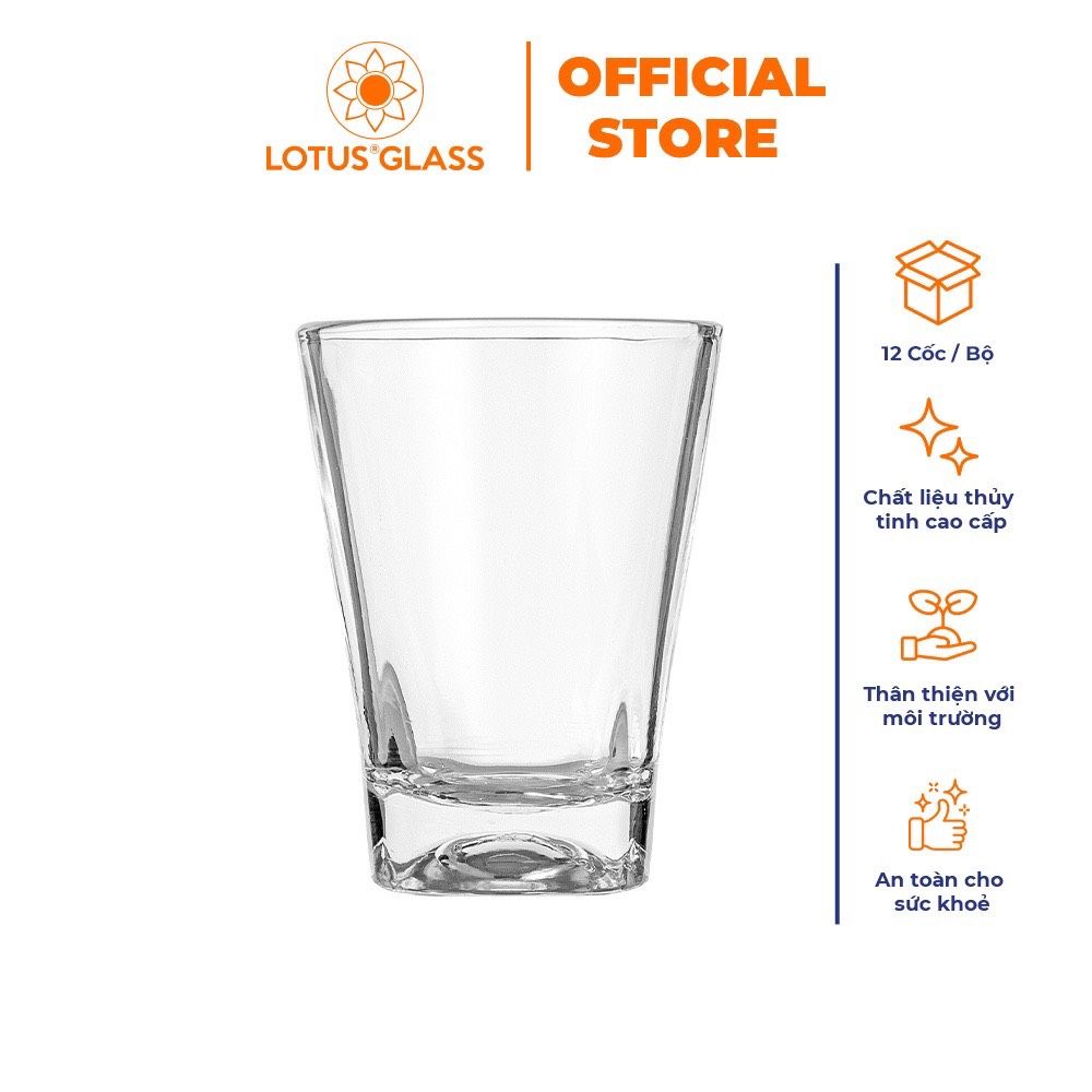 Bộ 12 cốc rượu thủy tinh đáy vuông Lotus Glass VTC015