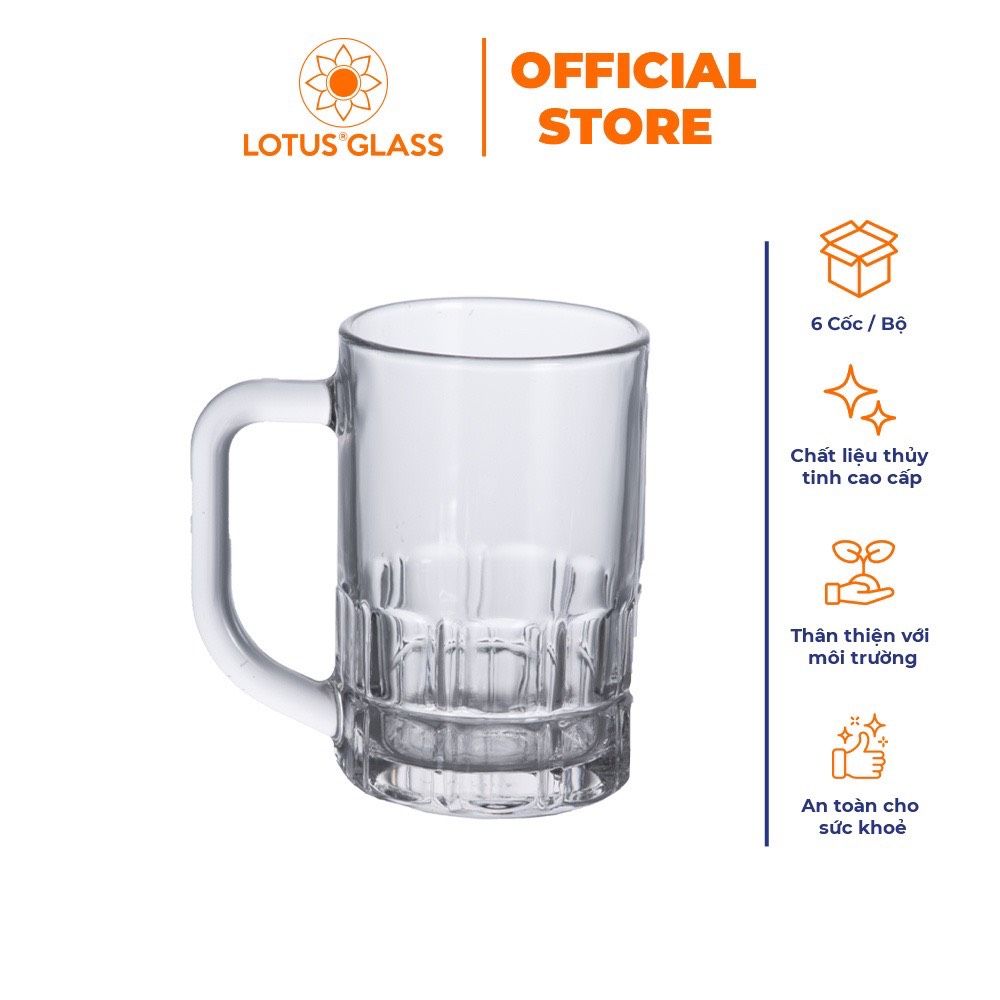 Bộ 6 cốc nước giải khát thủy tinh có quai Lotus Glass VTC082