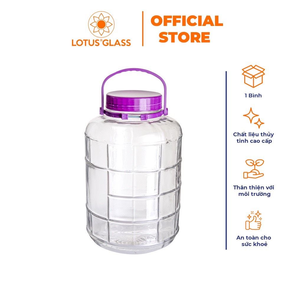 Bình ngâm sọc vuông quai tím Lotus Glass VTC098