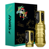  FK IRONS - FLUX MAX TATTOO MACHINE WITH 2 POWERBOLT HOPE VERSUS CANCER GOLD 