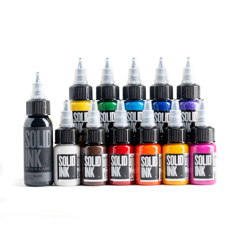  SOLID INK - MINI TRAVEL SET | (11) HALF OUNCE COLORS + 1OZ BLACK 