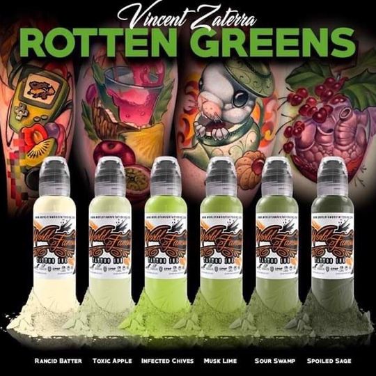  WORLD FAMOUS INK - VINCENT ZATERRA ROTTEN GREENS INK SET 1oz 