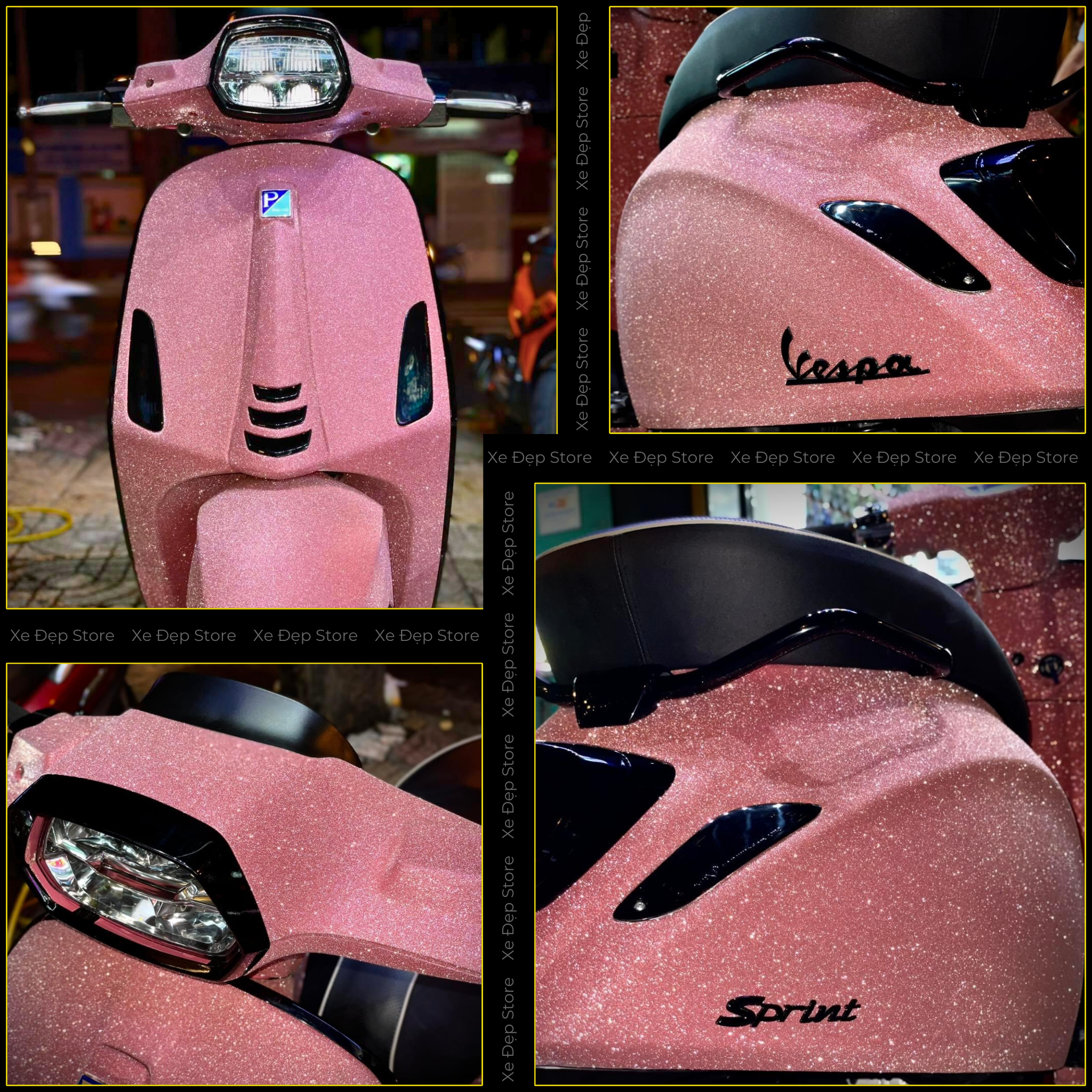 Vespa Sprint Dán Đổi Màu Kim Tuyến