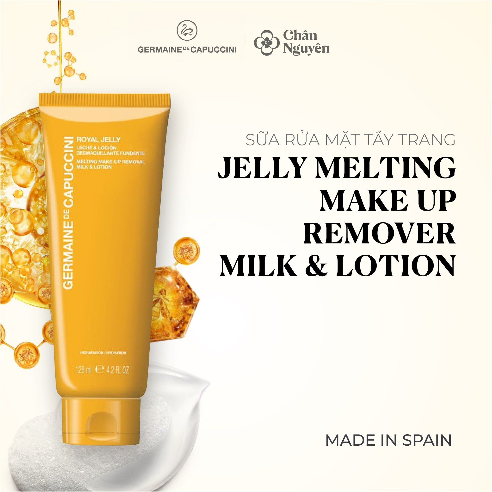SỮA RỬA MẶT TẨY TRANG GERMAINE DE CAPUCCINI ROYAL JELLY MELTING MAKE UP REMOVER MILK & LOTION