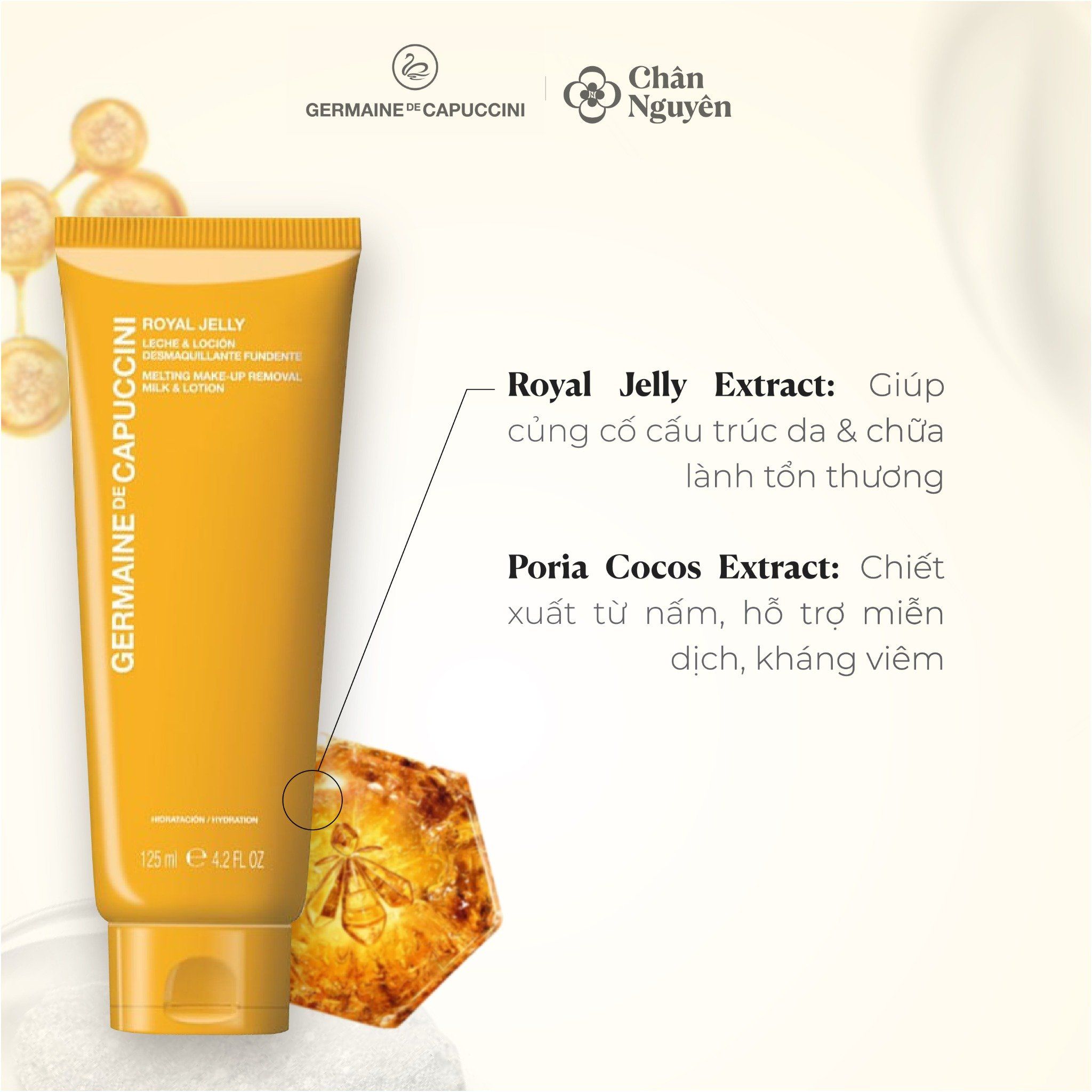 SỮA RỬA MẶT TẨY TRANG GERMAINE DE CAPUCCINI ROYAL JELLY MELTING MAKE UP REMOVER MILK & LOTION