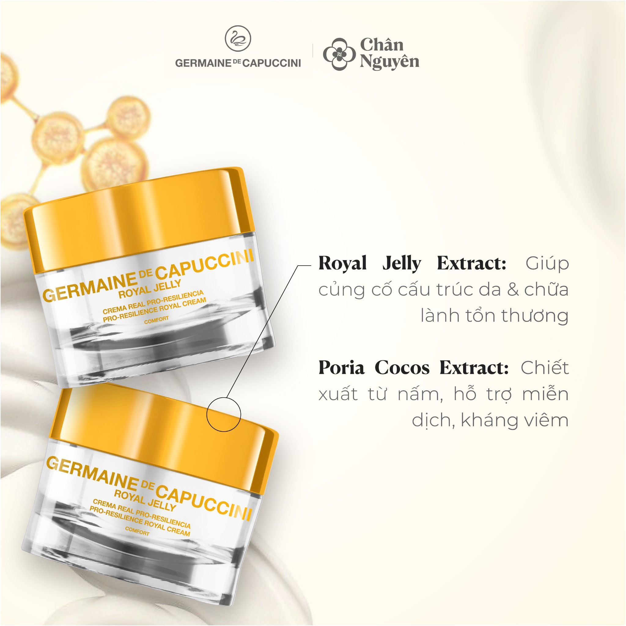  KEM DƯỠNG PHỤC HỒI DA GERMAINE DE CAPUCCINI JELLY PRO RESILIENCE ROYAL CREAM COMFORT 