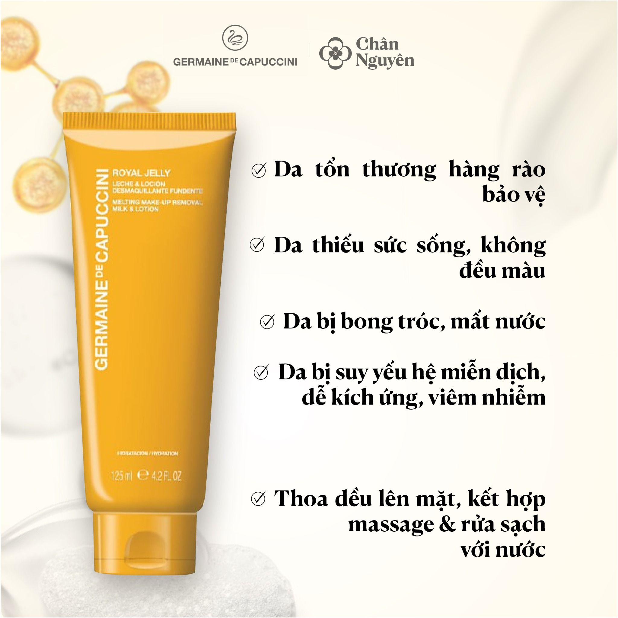 SỮA RỬA MẶT TẨY TRANG GERMAINE DE CAPUCCINI ROYAL JELLY MELTING MAKE UP REMOVER MILK & LOTION